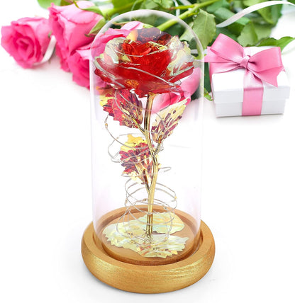 Rose Flower Gifts for Women, Artificial Flower Rose Gift, Led Light String Glass Flowers, Best Birthday Gifts for Friends Female, Mom, Sister - Anniversary and Birthday for Her/Wife