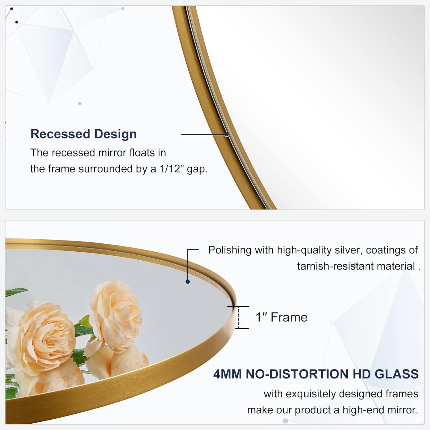 round Gold Mirror 30 Inch, Brass Mirror with Brushed Gold Frame, Wall Mounted Stainless Steel Metal Frame round Mirror for Bathroom, Living Room, Bedroom