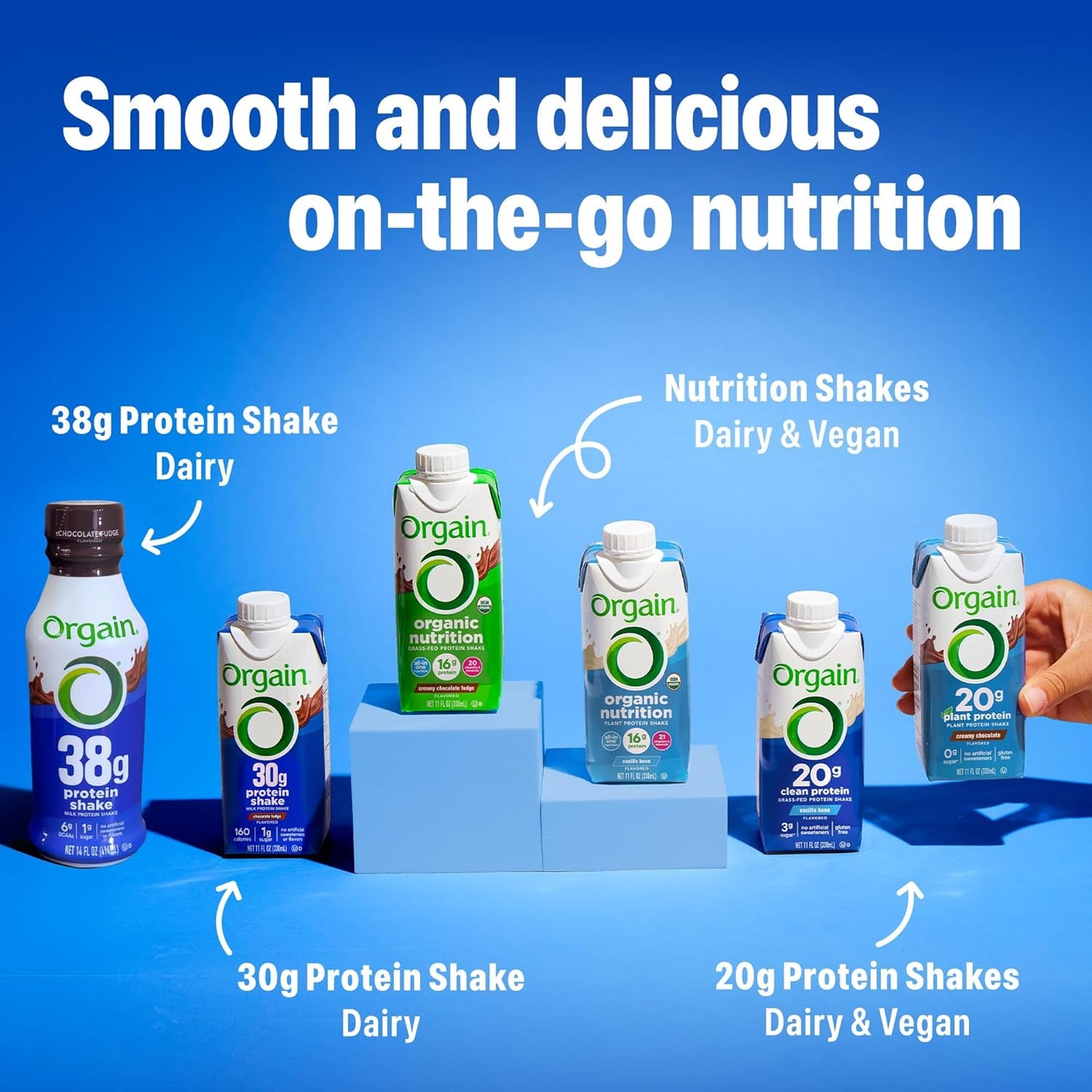 Orgain Clean Protein Shake, Grass Fed Dairy, Vanilla Bean - 20G Whey High Protein, Kosher, Ready to Drink, Low Net Carbs, Gluten Free, No Soy Ingredients, 11 Fl Oz (Pack of 12)