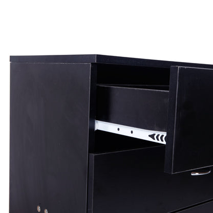 Black Chest of Drawers Dresser Wood Organizer Cabinet, 4 Drawer Nightstand Side Table, Furniture for Bedroom