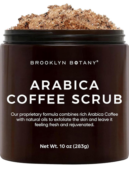 Arabica Coffee Body Scrub - Moisturizing and Exfoliating for Body, Face, Hand, Foot - Fights Stretch Marks, Fine Lines, Wrinkles - Great Gifts for Women & Men - 10 Oz