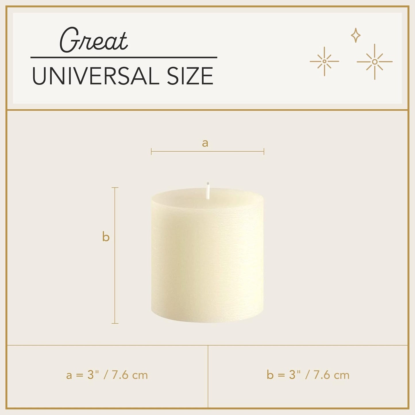 Melt Candle Pillar Candles, 3 Pack - Unscented Candles for Home, Church, Weddings, & More - 3" X 3", Ivory