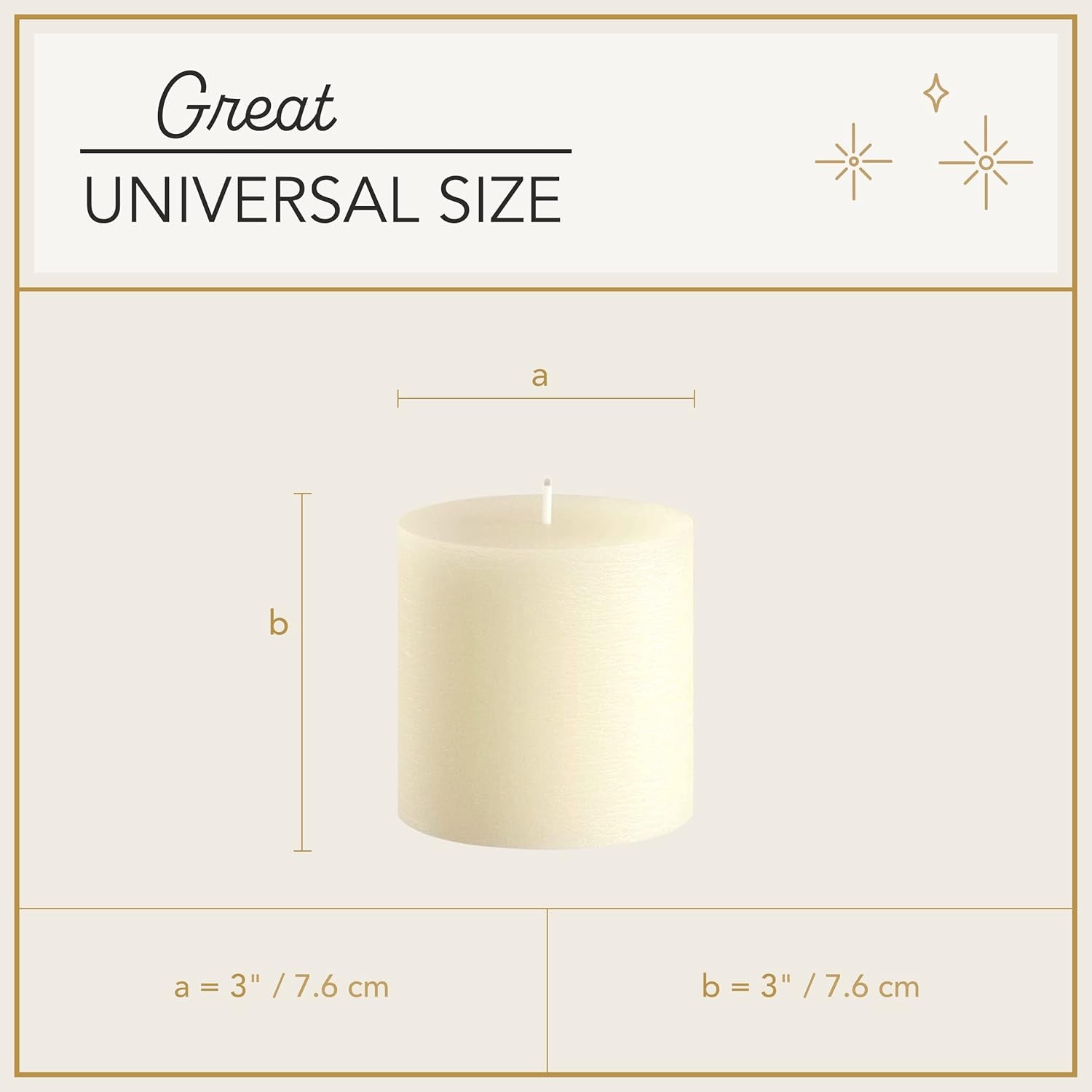 Melt Candle Pillar Candles, 3 Pack - Unscented Candles for Home, Church, Weddings, & More - 3" X 3", Ivory