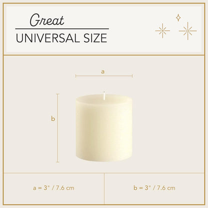 Melt Candle Pillar Candles, 3 Pack - Unscented Candles for Home, Church, Weddings, & More - 3" X 3", Ivory