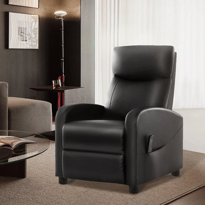 Massage Recliner Chair, Small Recliner Sofa Chair with Padded Seat and Massage Backrest for Home Theater Living Room, Black