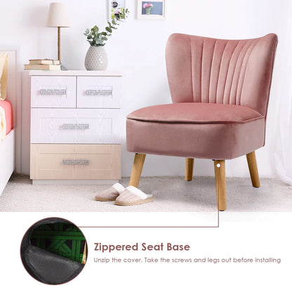 Armless Accent Chair Modern Velvet Leisure Chair Single Upholstered