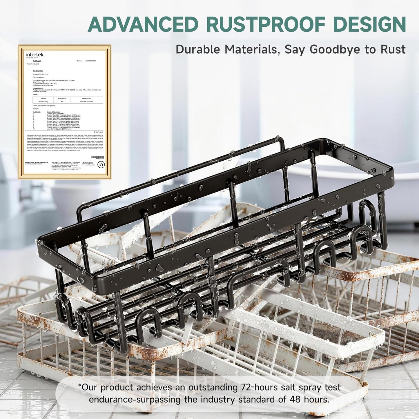 Shower Caddy 6-Pack, Advanced Rustproof Design, No Drilling Adhesive Shelves, Rack with Soap Holder, Large Capacity Bathroom Organizers and Storage, Wall-Mounted, Gifts for Women Mom