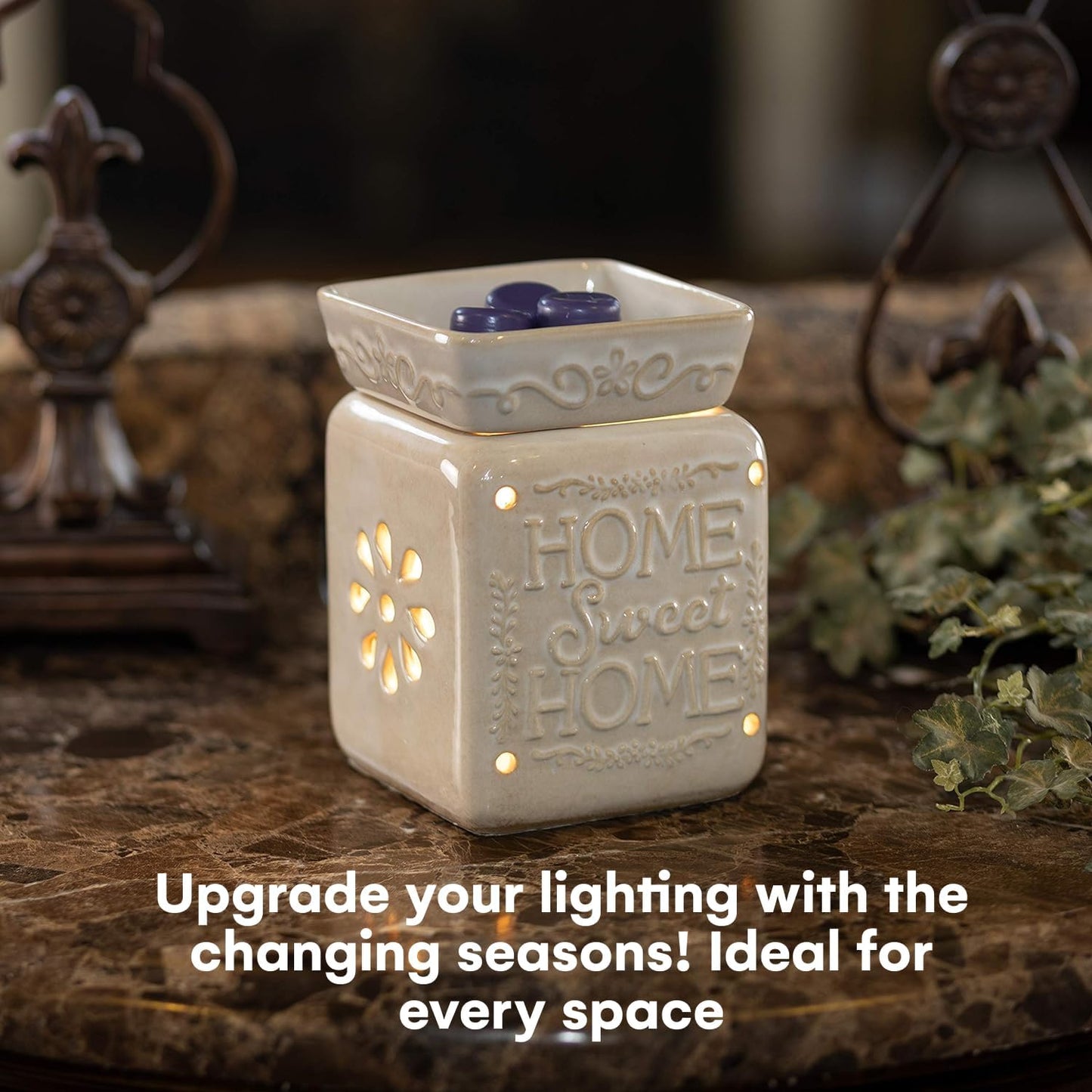Wall Plug-In Wax Warmer for Scented Wax Ceramic Home Sweet Home Electric Home Fragrance Warmer for Essential Oils Candle Wax Melts and Tarts Scent Warmer Night Light