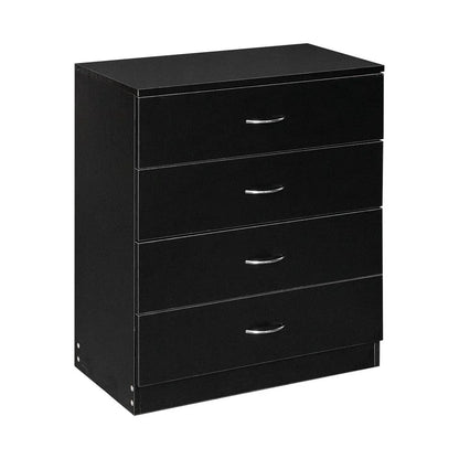 Black Chest of Drawers Dresser Wood Organizer Cabinet, 4 Drawer Nightstand Side Table, Furniture for Bedroom