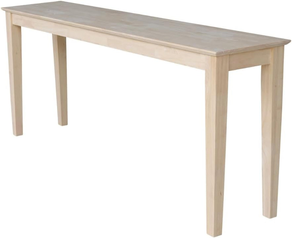 International Concepts Shaker Console Table, 72-Inch Long, Solid Parawood, Unfinished