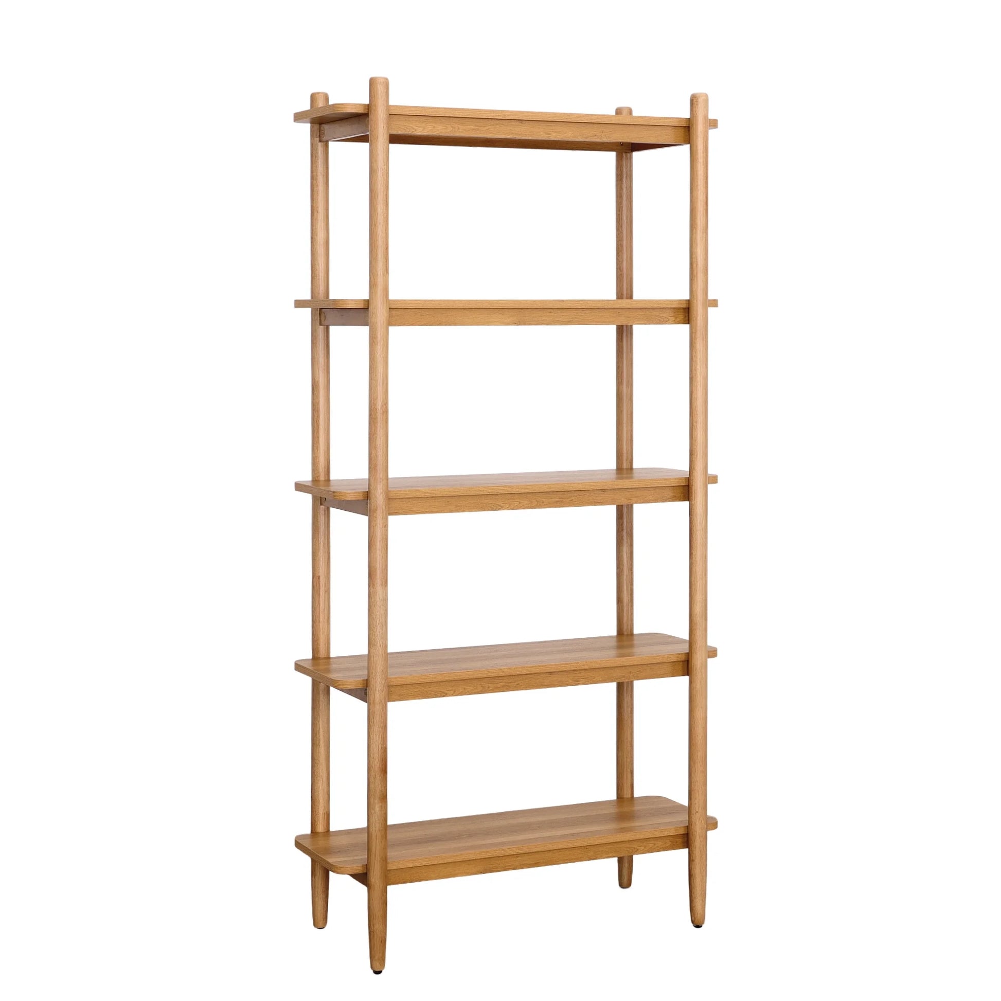 Springwood 5 Shelf Bookcase with Solid Wood Frame, Light Honey Finish