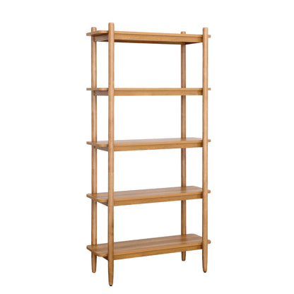 Springwood 5 Shelf Bookcase with Solid Wood Frame, Light Honey Finish