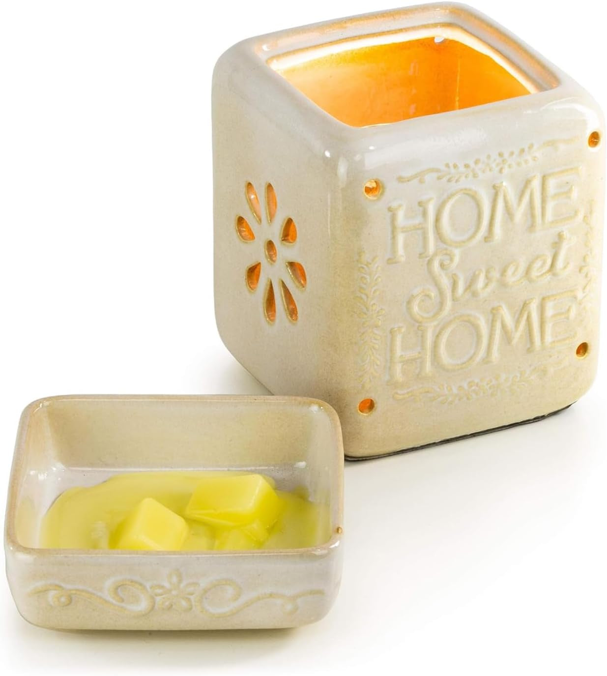 Wall Plug-In Wax Warmer for Scented Wax Ceramic Home Sweet Home Electric Home Fragrance Warmer for Essential Oils Candle Wax Melts and Tarts Scent Warmer Night Light