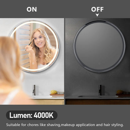 LED Bathroom Vanity Mirror: 23 Inch 4000K LED Bathroom Mirror Memory Function Dimmable Makeup Vanity Mirror with Lights Touch Switch Lighted Front Bathroom Mirror