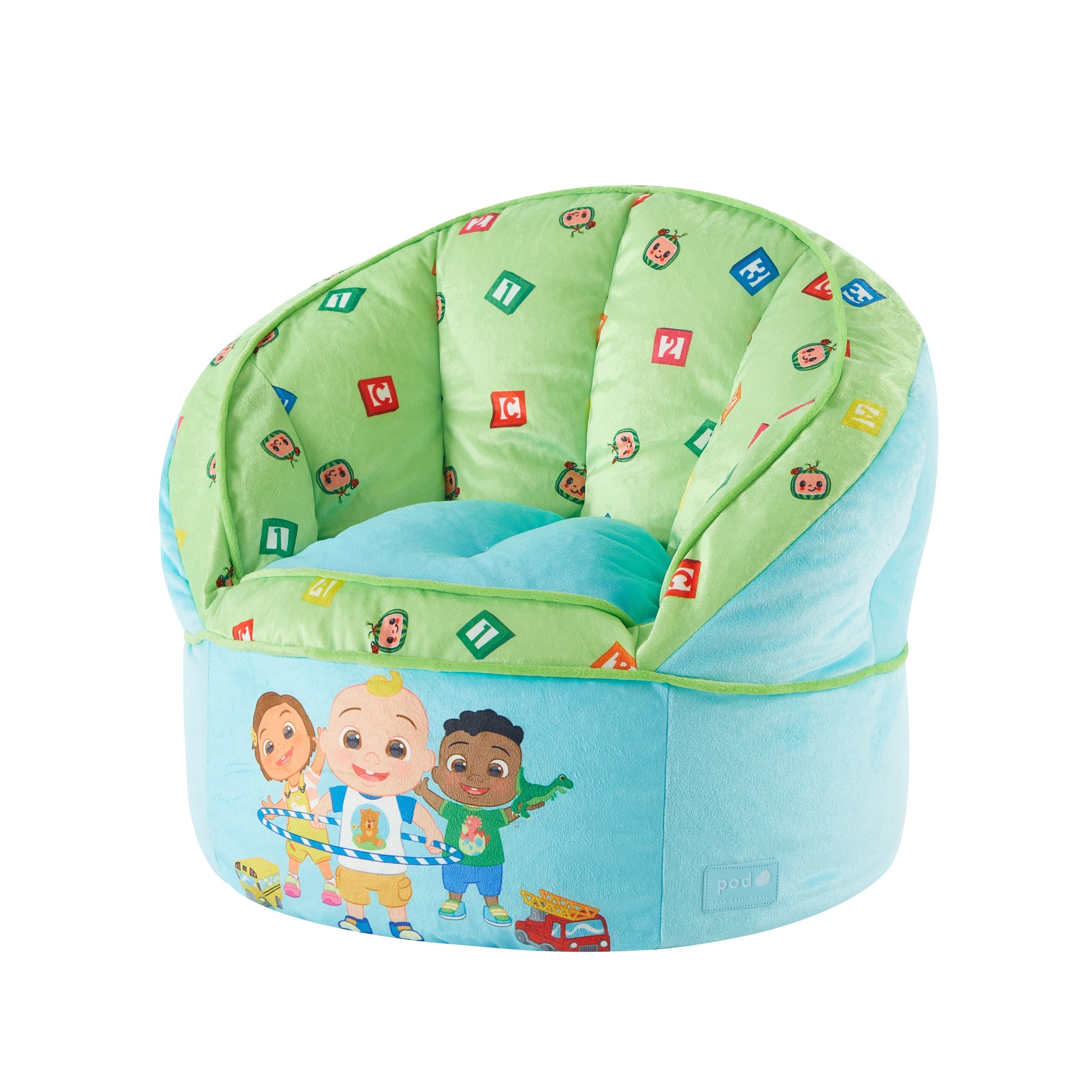 Moonbug  JJ, Cody, & Nina Blue Polyester round Bean Bag for Kids Ages 3-8