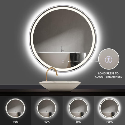 LED Bathroom Vanity Mirror: 23 Inch 4000K LED Bathroom Mirror Memory Function Dimmable Makeup Vanity Mirror with Lights Touch Switch Lighted Front Bathroom Mirror