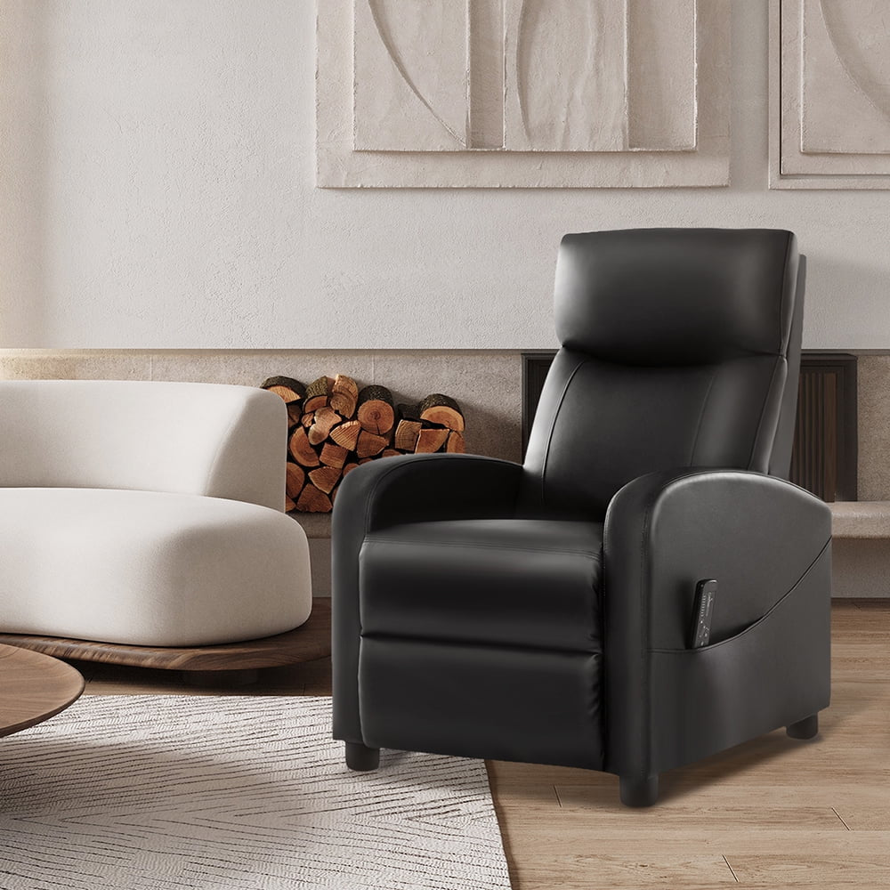 Massage Recliner Chair, Small Recliner Sofa Chair with Padded Seat and Massage Backrest for Home Theater Living Room, Black
