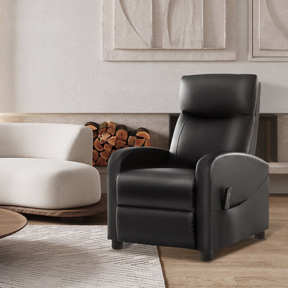 Massage Recliner Chair, Small Recliner Sofa Chair with Padded Seat and Massage Backrest for Home Theater Living Room, Black