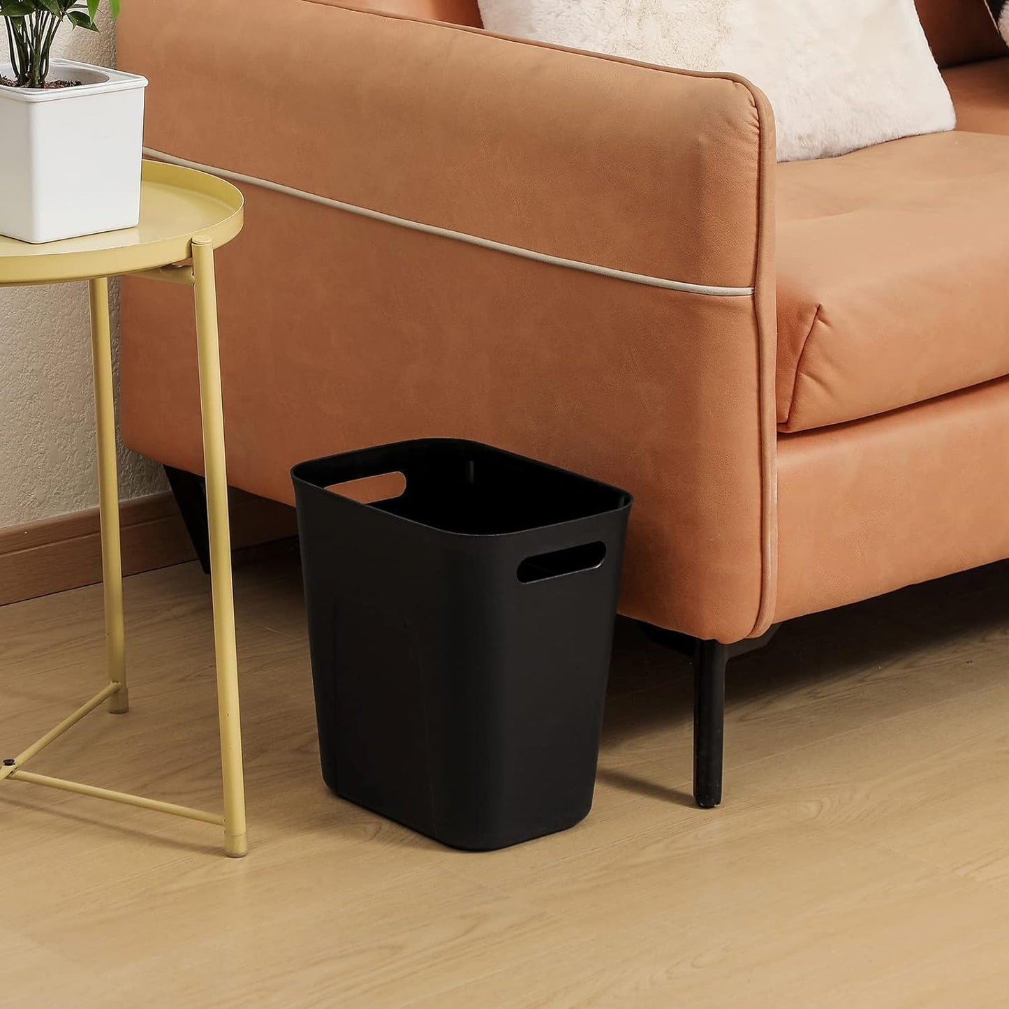 Plastic Small Trash Can Wastebasket, Garbage Container Basket for Bathrooms, Laundry Room, Kitchens, Offices, Kids Rooms, Dorms, 3.5 Gallon, Black
