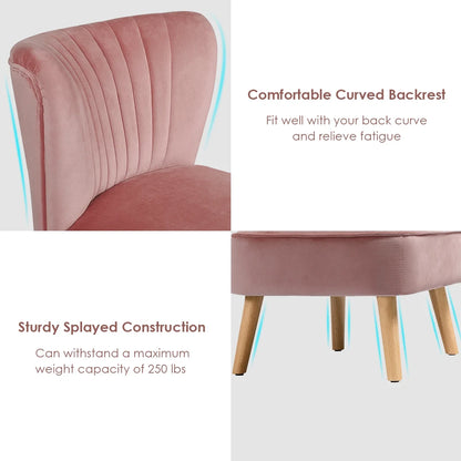 Armless Accent Chair Modern Velvet Leisure Chair Single Upholstered