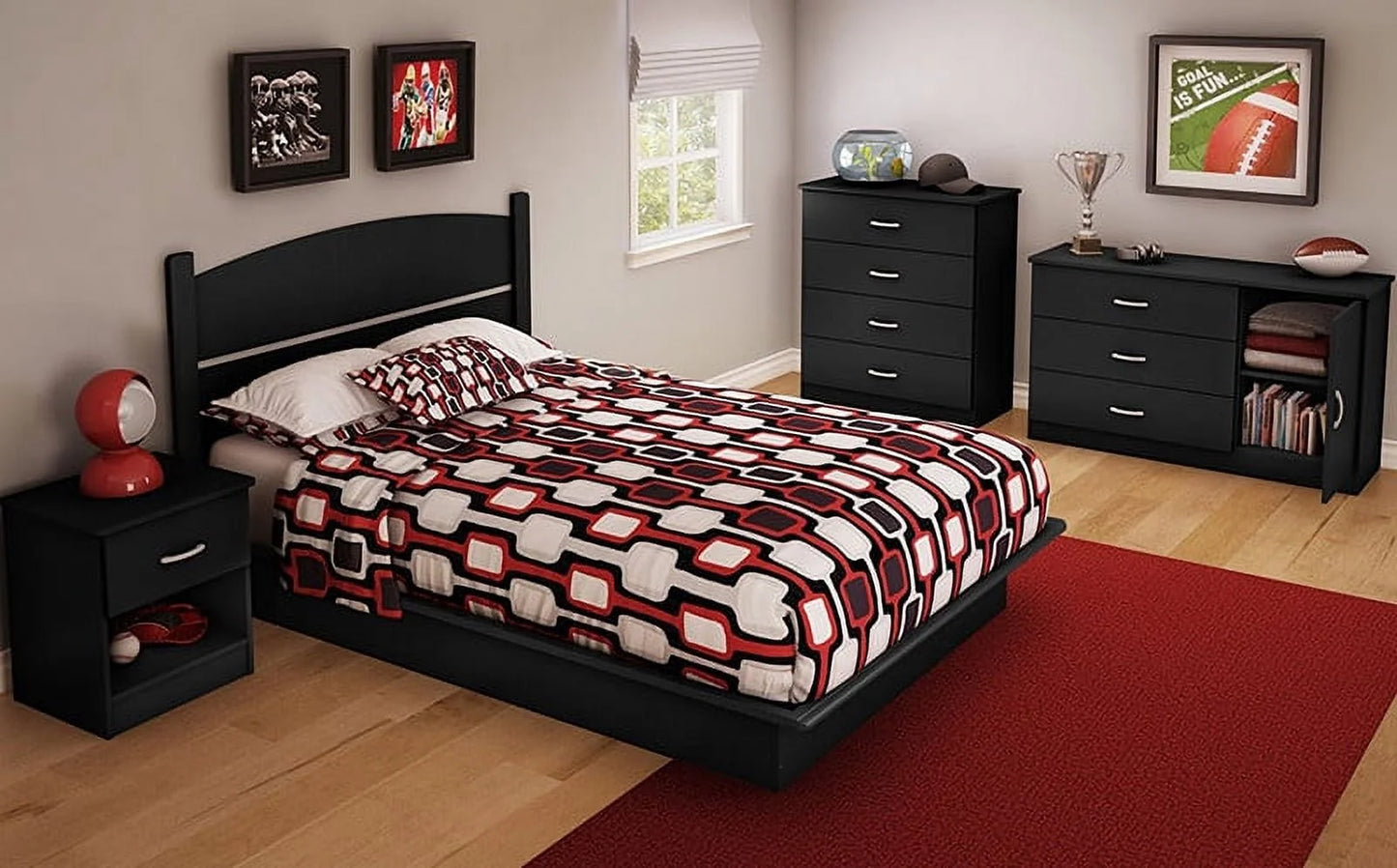 Black Chest of Drawers Dresser Wood Organizer Cabinet, 4 Drawer Nightstand Side Table, Furniture for Bedroom