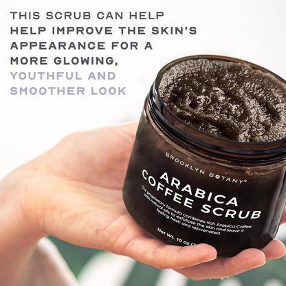 Arabica Coffee Body Scrub - Moisturizing and Exfoliating for Body, Face, Hand, Foot - Fights Stretch Marks, Fine Lines, Wrinkles - Great Gifts for Women & Men - 10 Oz