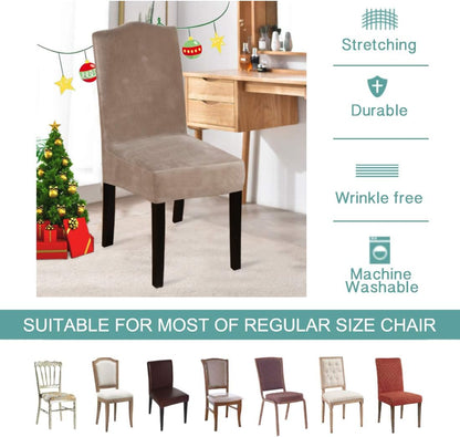Dining Chair Covers Stretch Chair Covers for Dining Room Velvet Chair Protector Covers Slipcover Parson Chair Covers Set of 4 for Hotel Ceremony, Thick Soft Velvet Fabric (4, Taupe)