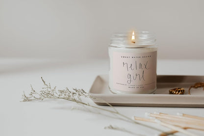 Relax Girl, Peppermint, Cedar, Clove, and Eucalyptus Scented Soy Wax Candle for Home | 9Oz Clear Jar, 40 Hour Burn Time, Non Toxic, Made in the USA