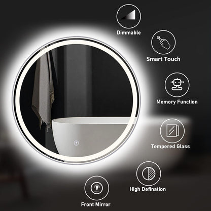 LED Bathroom Vanity Mirror: 23 Inch 4000K LED Bathroom Mirror Memory Function Dimmable Makeup Vanity Mirror with Lights Touch Switch Lighted Front Bathroom Mirror