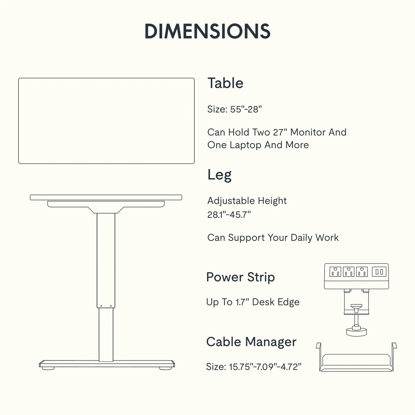 55" X 28" Home Office Electric Height Adjustable Standing Desk Memory Programmable Presets Computer Desk White and Mahogany