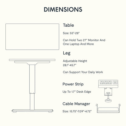 55" X 28" Home Office Electric Height Adjustable Standing Desk Memory Programmable Presets Computer Desk White and Mahogany