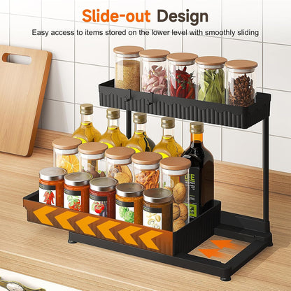 L-Shaped Pull-Out Storage Organizers, 3 Pack (Black, 12.85 Inch)
