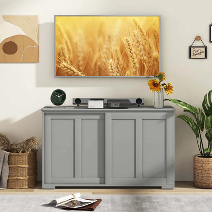 Kitchen Storage Cabinet Sideboard Buffet Cupboard Wood Sliding Door Pantry Gray