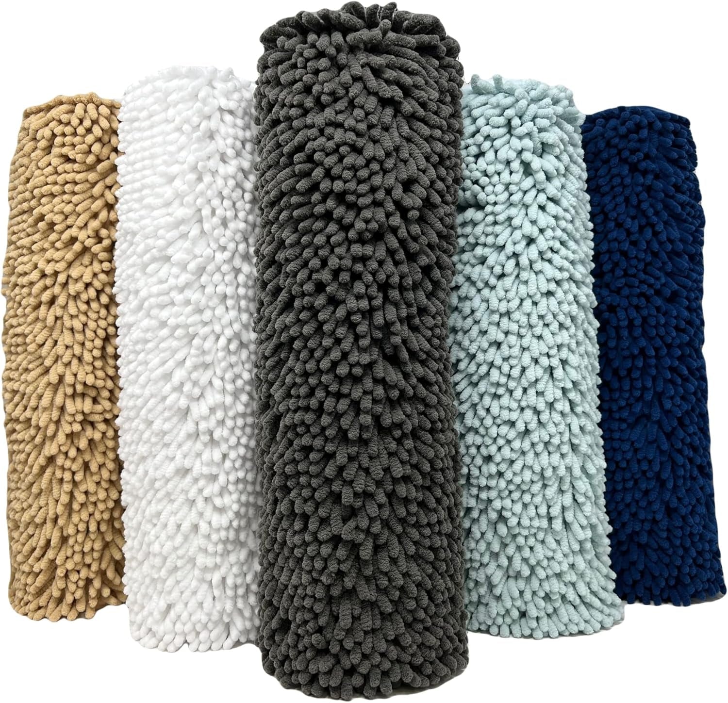 Plush Shaggy Chenille Bath Mat | Extra Soft, Super Absorbent, Non-Slip Bathroom Rug | Fluffy Microfiber, Area Rug Sets for Bathroom Floor, Kitchen, Living Room | 24"X16" | Charcoal Gray
