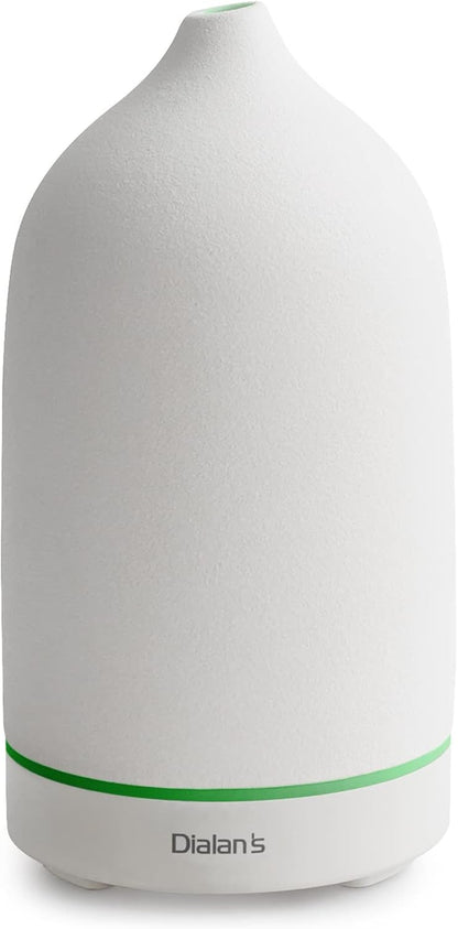 Ceramic Essential Oil Diffuser Ultrasonic Cool Mist, Aromatherapy Diffuser Whisper Quiet Aroma Diffuser with Timing Mode, 7 Colors LED Light Cycle Changing for Home Office Yoga SPA