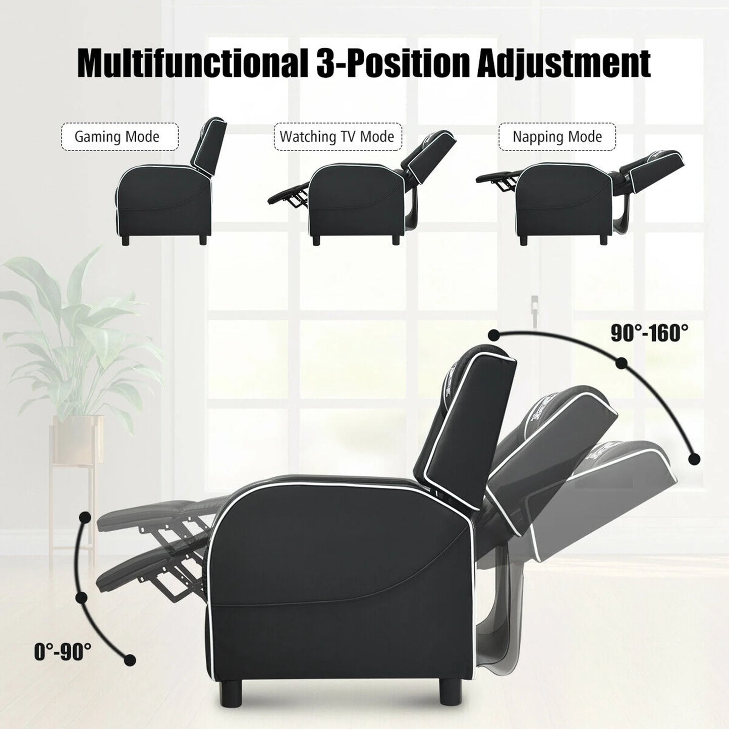 Massage Gaming Recliner Chair Racing Single Lounge Sofa Home Theater Seat White