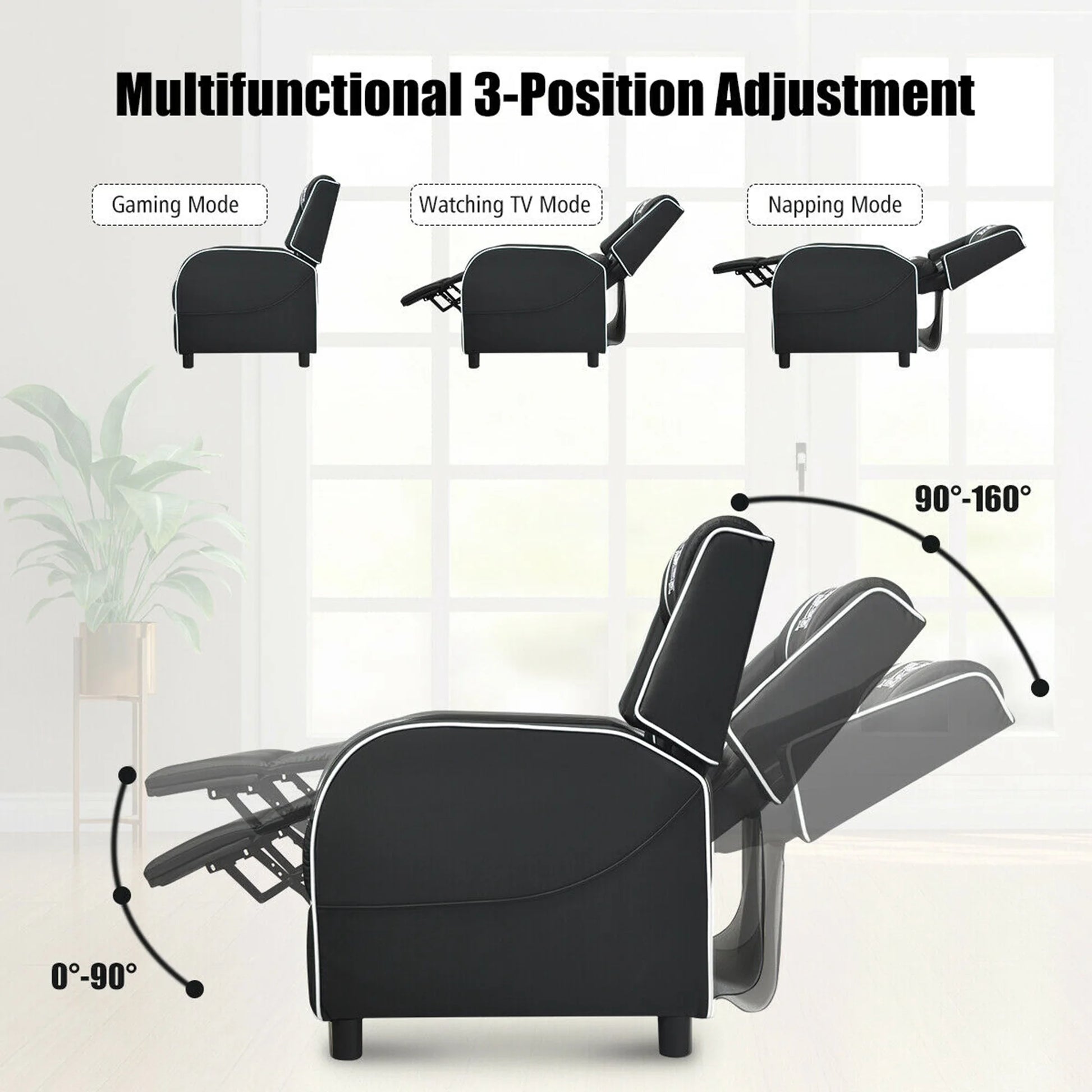 Massage Gaming Recliner Chair Racing Single Lounge Sofa Home Theater Seat White
