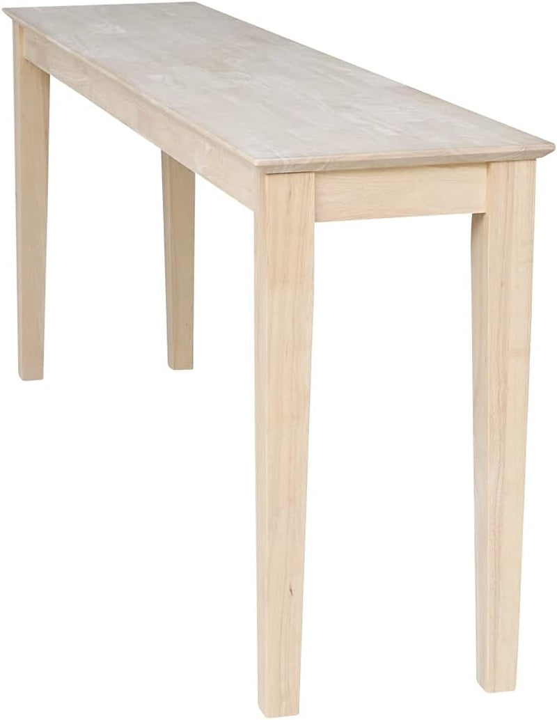 International Concepts Shaker Console Table, 72-Inch Long, Solid Parawood, Unfinished
