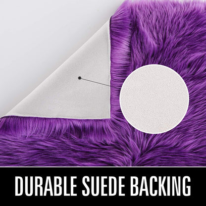 Soft Fluffy Faux Fur Area Rug for Bedroom Living Room, Extra Comfy and Fuzzy Rugs, Washable Plush Carpet for Bed Home Decor, 3X5 Feet Purple