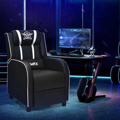 Massage Gaming Recliner Chair Racing Single Lounge Sofa Home Theater Seat White