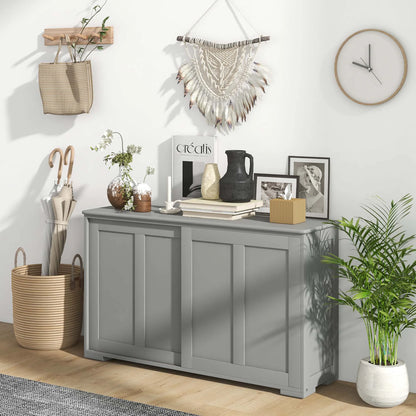 Kitchen Storage Cabinet Sideboard Buffet Cupboard Wood Sliding Door Pantry Gray