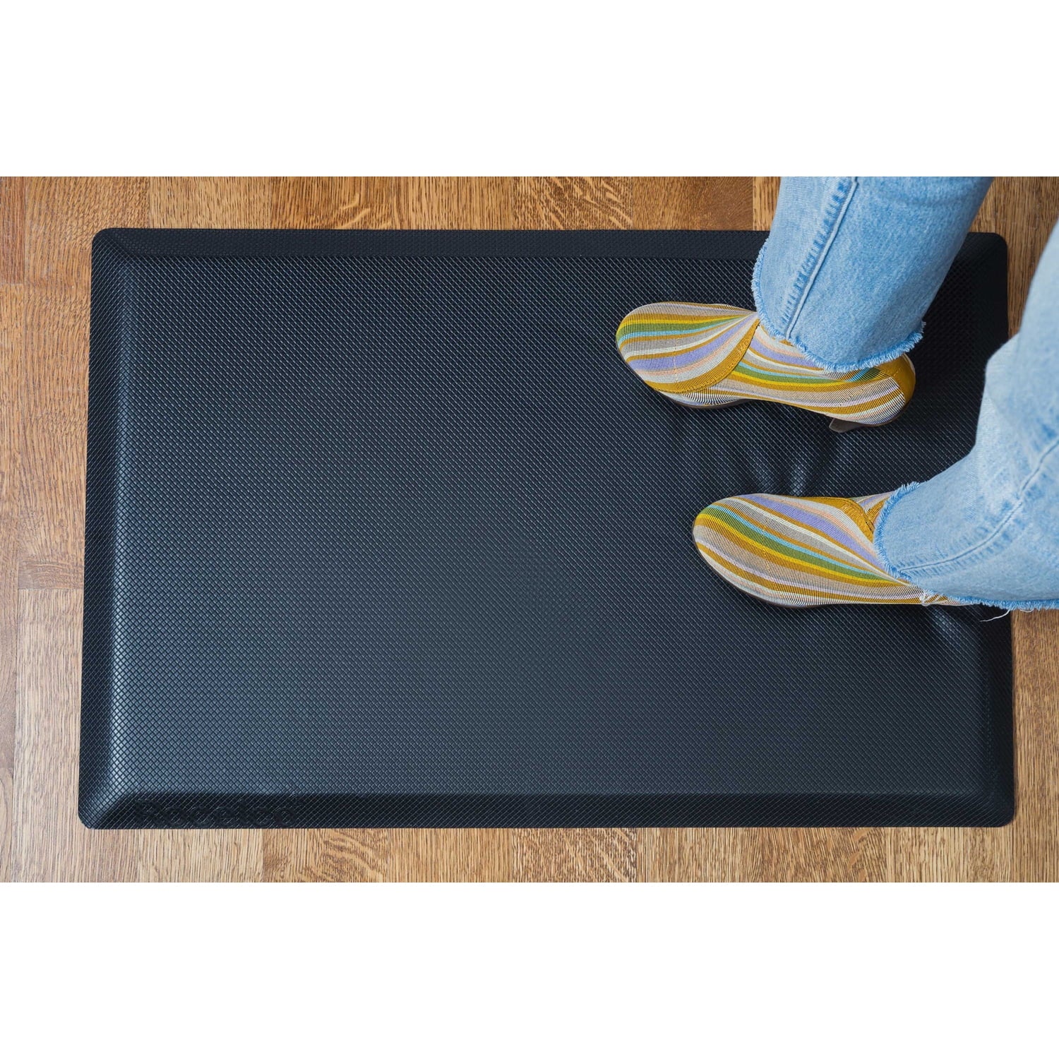 46" Large Adjustable Standing Desk Converter/Anti Fatigue Mat Bundle - Black