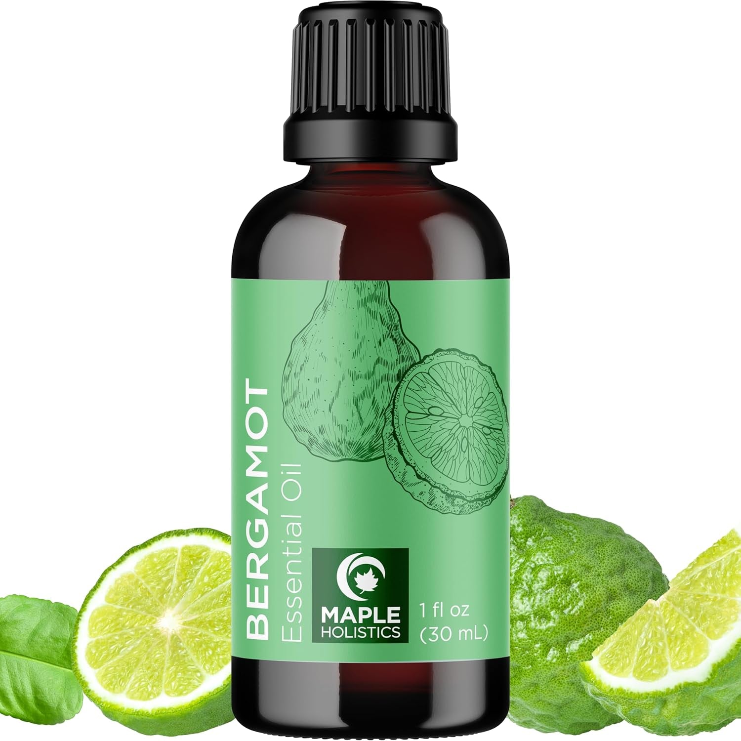 Bergamot Essential Oil for Diffuser Aromatherapy - 100% Pure Citrus Bergamot Oil for Hair Skin and Nails plus Undiluted Relaxing Aromatherapy Essential Oil for Diffusers Baths and Topical Uses 1Oz