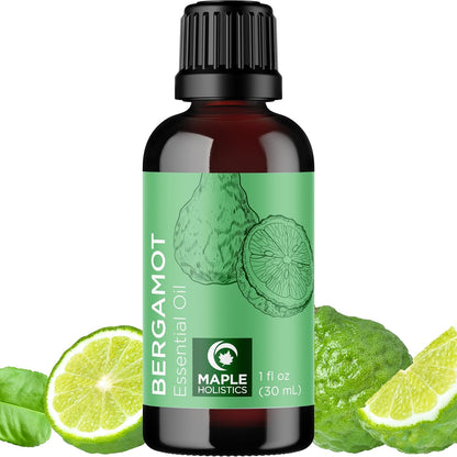 Bergamot Essential Oil for Diffuser Aromatherapy - 100% Pure Citrus Bergamot Oil for Hair Skin and Nails plus Undiluted Relaxing Aromatherapy Essential Oil for Diffusers Baths and Topical Uses 1Oz