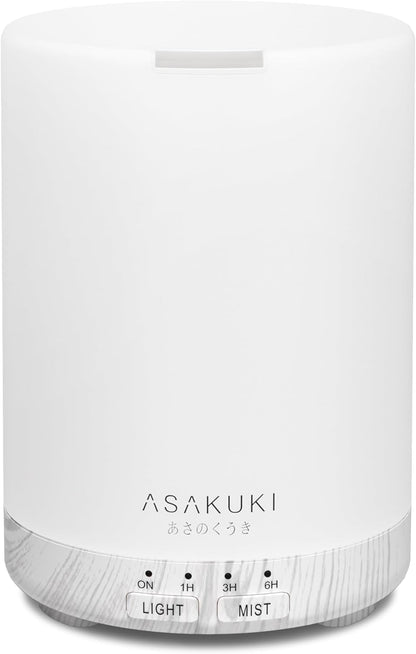 Essential Oil Diffuser for Home, 300 Ml Humidifier with Automatic Shut-Off, Quiet Aromatherapy Diffuser with 7 LED Lights for Living Room, Kitchen, Bedroom, Hotel, Gift for Mom - White Wood