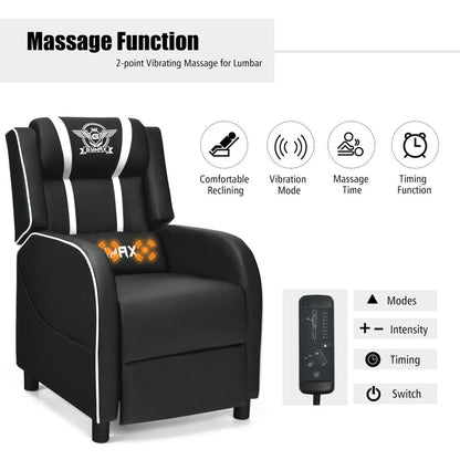 Massage Gaming Recliner Chair Racing Single Lounge Sofa Home Theater Seat White