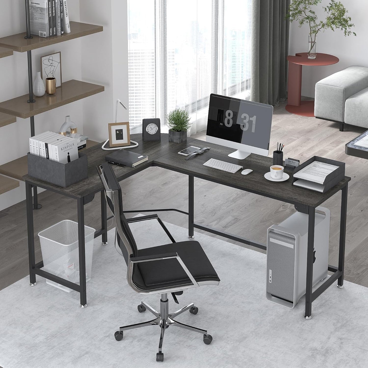 Modern L Shaped Gaming Desk 66'' Corner Computer Desk for Home Office Gaming Table Study Writing Workstation for Small Space, Easy to Assemble