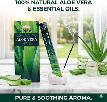 Nirmal Aloe Vera Incense Sticks, Pack of 6 (120 Sticks). Fresh, Clean & Soothing Scent. Perfect for Stress Relief, Relaxation, Yoga & Refreshing Home Fragrance
