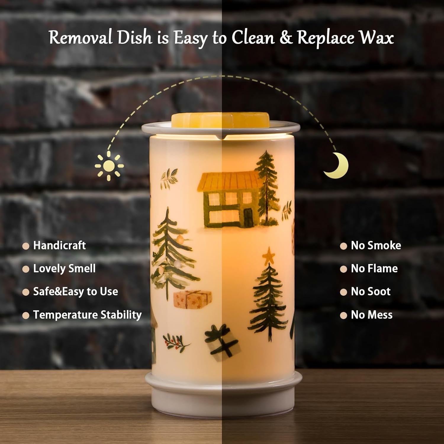 Ceramic Wax Melt Warmer,Candle Wax Warmer for Scented Wax Melter,Electric Wax Melts Wax Cubes Candle Lamp for Home Office Decor,Wax Burner as for Family and Friend, Farmhouse