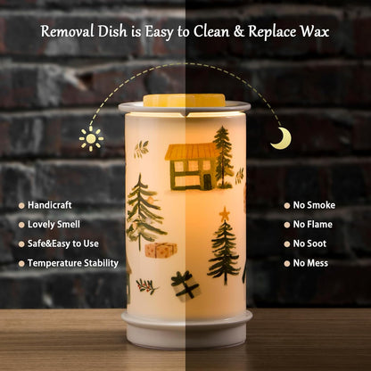 Ceramic Wax Melt Warmer,Candle Wax Warmer for Scented Wax Melter,Electric Wax Melts Wax Cubes Candle Lamp for Home Office Decor,Wax Burner as for Family and Friend, Farmhouse
